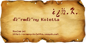 Örmény Koletta névjegykártya